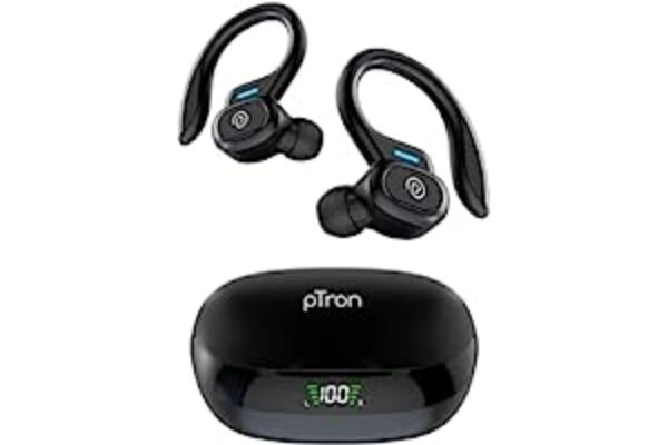 PTron Newly Launched Bassbuds Sports V3 Wireless in-Ear Black