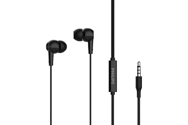 Philips Audio TAE1107BK Wired in-Ear Earphones with Built