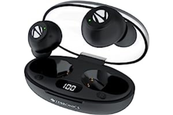 Black Zebronics Pods 2 Wireless TWS Earbuds with Bluetooth 5.3