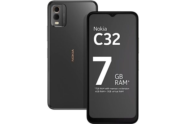 Nokia C32 Charcoal 50MP Dual Rear AI Camera Smartphone