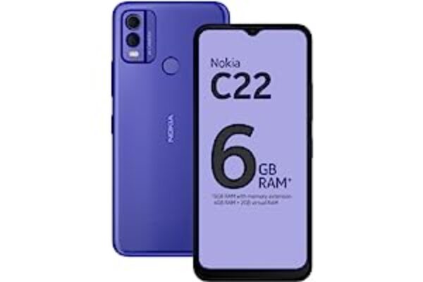 Nokia C22 Purple | 3-Day Battery | 6GB RAM | 13MP AI Camera
