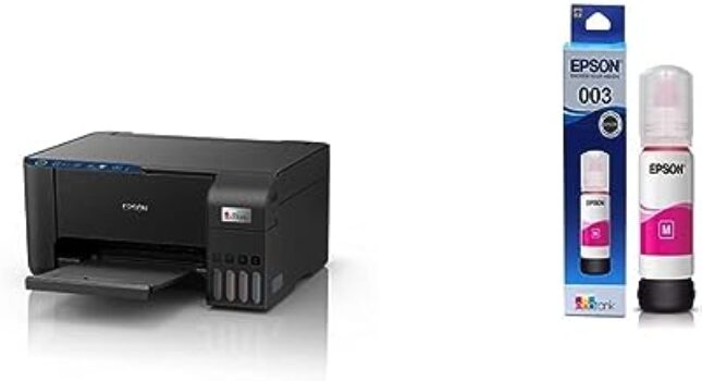 Epson EcoTank L3252 Wi-Fi Printer (Black) + Magenta Ink