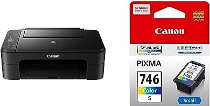 Canon PIXMA TS3370s Wireless Inkjet Color Printer (Black) & CL-746s Ink Cartridge