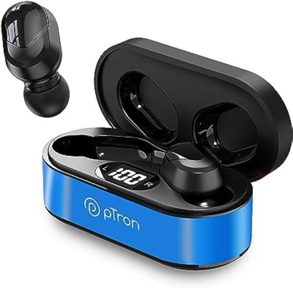 pTron Bassbuds Plus TWS Earbuds Electric Blue