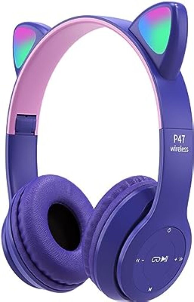 Daemon Bluetooth Wireless Cat Ear Headphones (Baby Cat Purple)