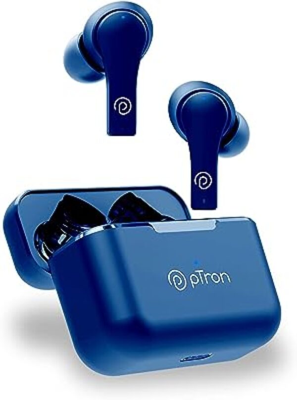 PTron Bassbuds Tango ENC Bluetooth Earbuds (Blue)