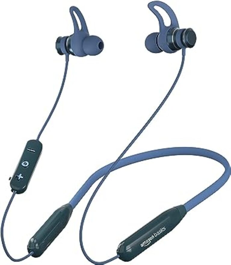 Amazon Basics Bluetooth Neckband Earbuds Blue IPX6