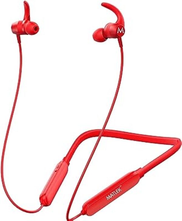 Matlek Bluetooth Wireless Earphones Neckband Red