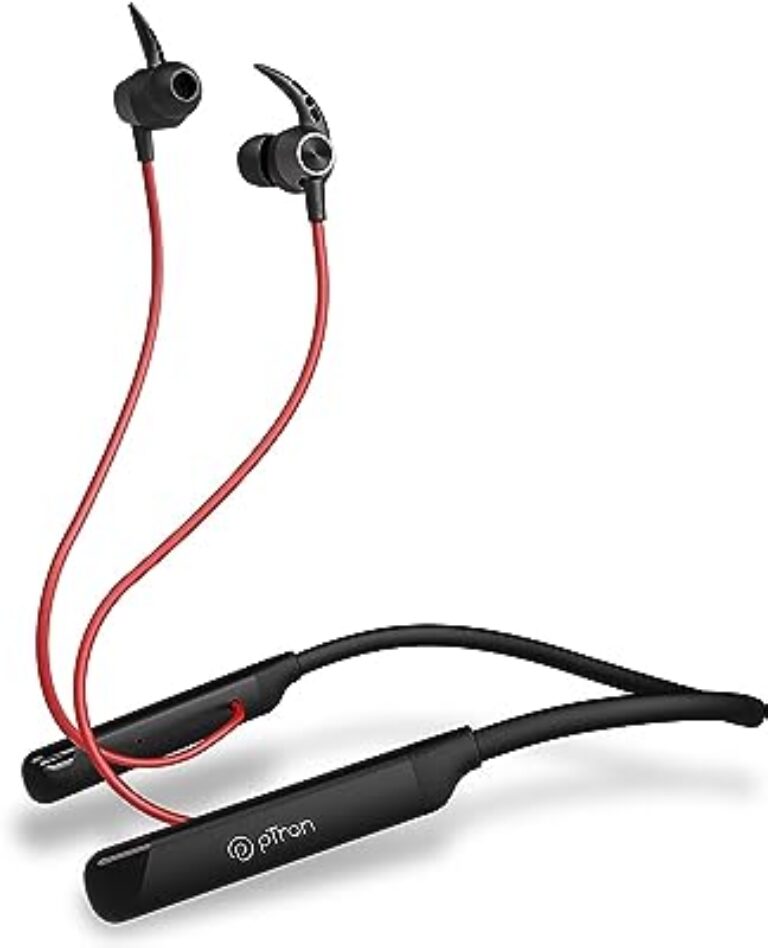 pTron Tangent Sports BT5.2 Headphone (Black/Red)