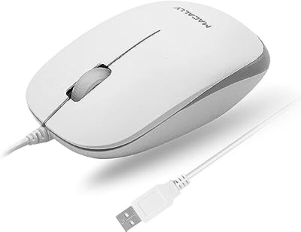 Macally USB Wired Mouse White