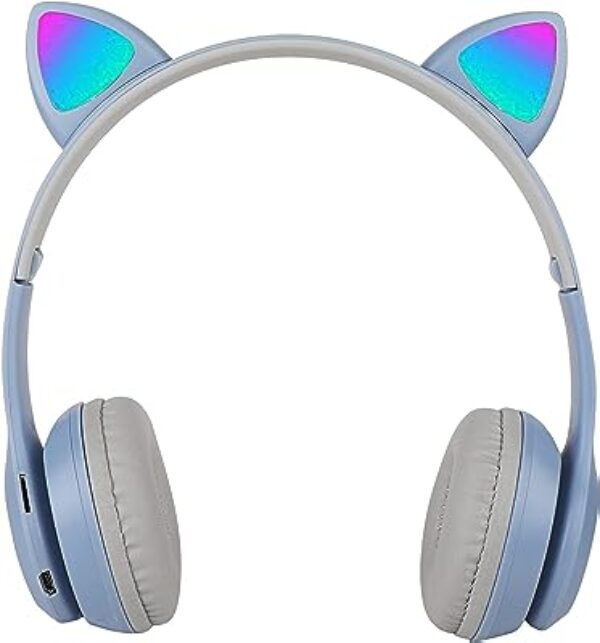 ROXO P47M Wireless Bluetooth Cat Ear Headphones (Light Blue)