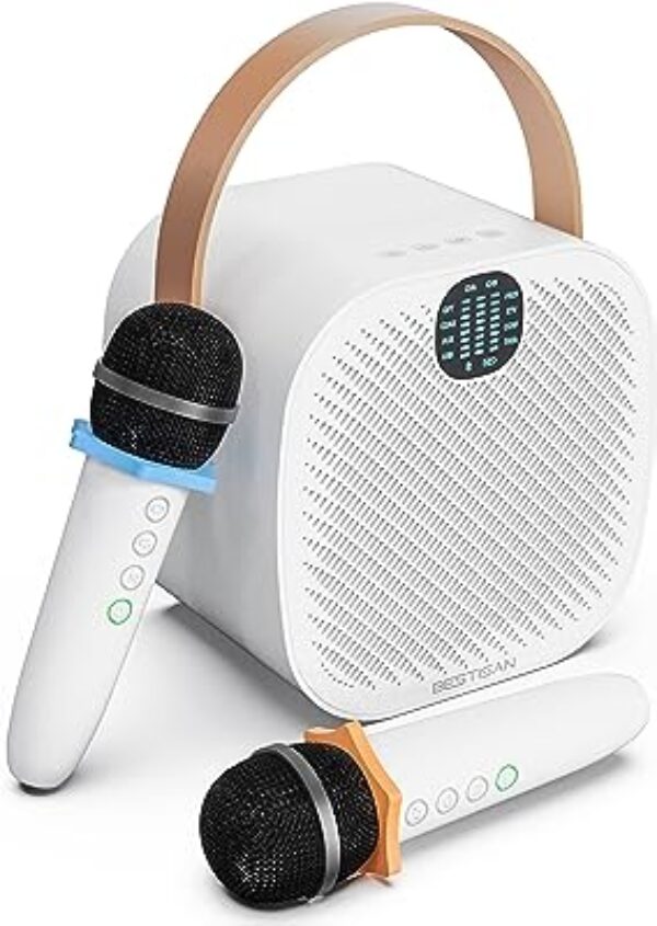 Bestisan Portable Karaoke Soundbar with 2 Wireless Microphones