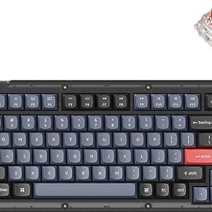 Keychron V1 Wired Custom Mechanical Keyboard - 75% Layout QMK/VIA Programmable Macro - Hot-swappable Keychron K Pro Red Switch - Frosted Black Translucent