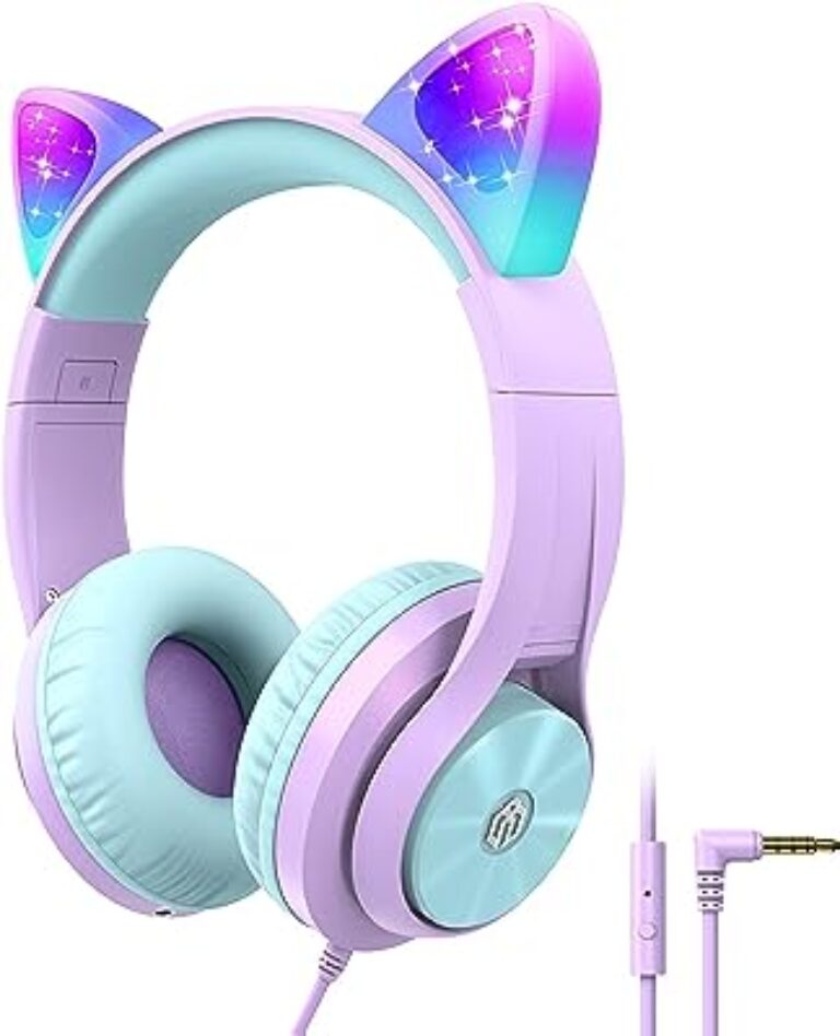 iClever Kids Cat Ear Headphones Purple