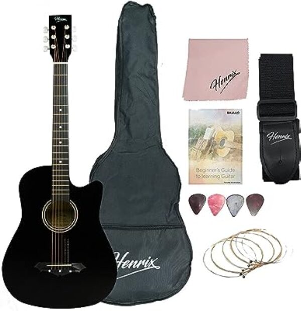 Henrix 38C Cutaway Acoustic Guitar - Black