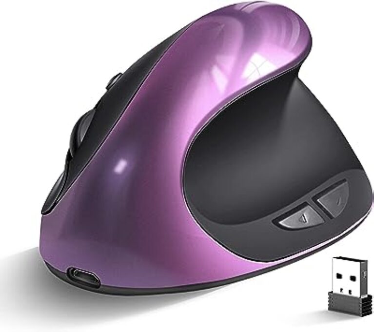 Wireless Rechargeable Ergonomic Vertical Mouse (Purple)