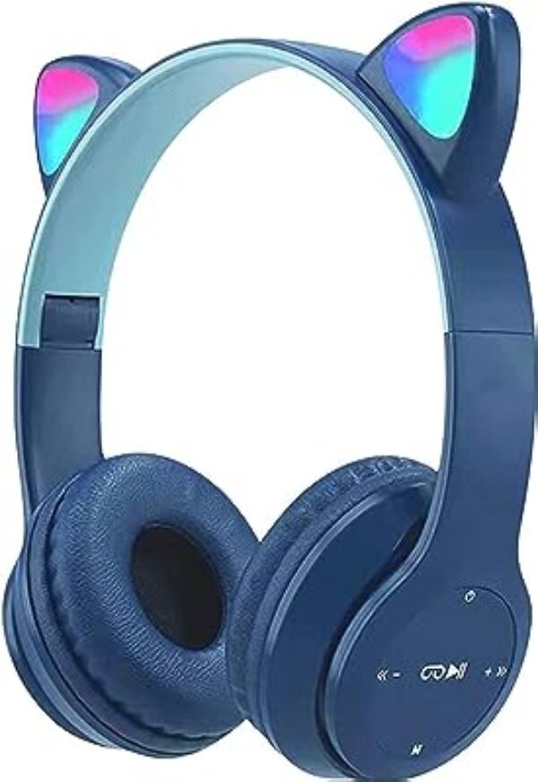 Daemon Bluetooth Wireless Over-Ear Cat Ear Headphones (Dark Blue)