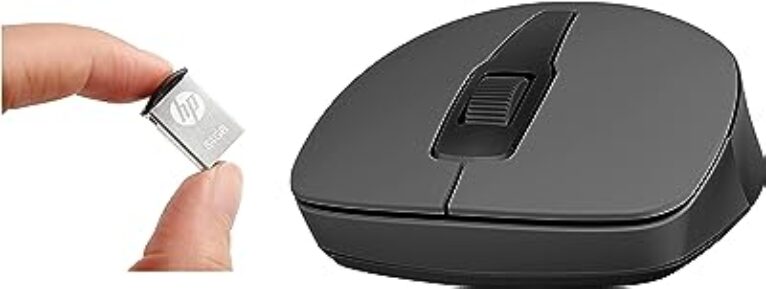 HP v222w 64GB USB Pen Drive Silver & 150 Wireless Mouse