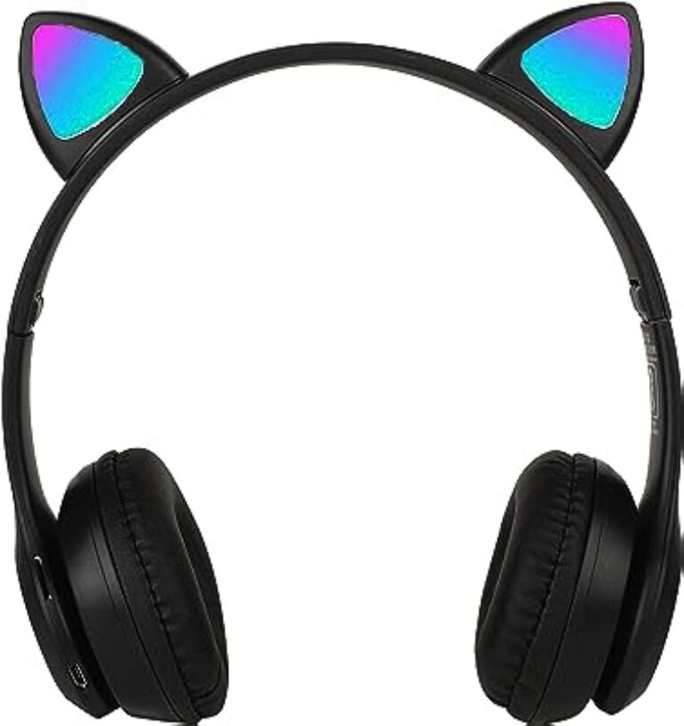 ROXO P47M Wireless Bluetooth Cat Ear Headphones (Black)