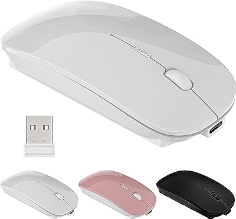 Tsmine Wireless Mouse 2.4GHz Rechargeable (White)