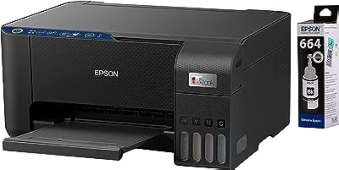 Epson EcoTank L3252 Printer (Black) & 6641 Ink Bottle