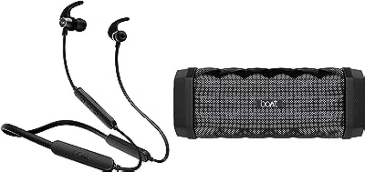 boAt Stone 650 Bluetooth Speaker Black & Rockerz 255 Pro+ Bluetooth Neckband