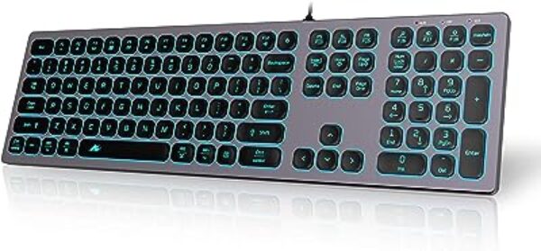 POWZAN Aluminum Backlit Keyboard - Space Gray