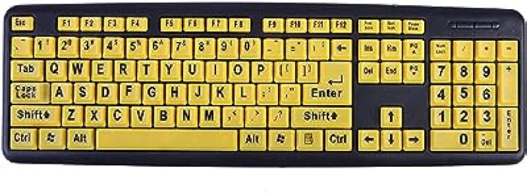 HDE Large Print Keyboard Yellow USB