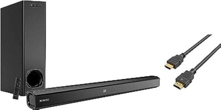 Zebronics Zeb-JUKEBAR 3900 80W Soundbar HDMI Coaxial AUX USB Remote Control Black & Zeb-HAA1520 HDMI Cable