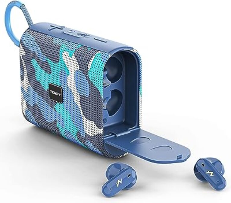 TEMPT® Juggler Bluetooth Speaker with TWS Earbuds (Army Blue)