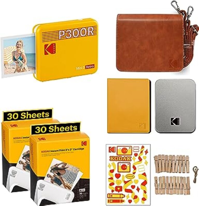 KODAK Mini 3 Retro Portable Photo Printer Yellow Gift Bundle